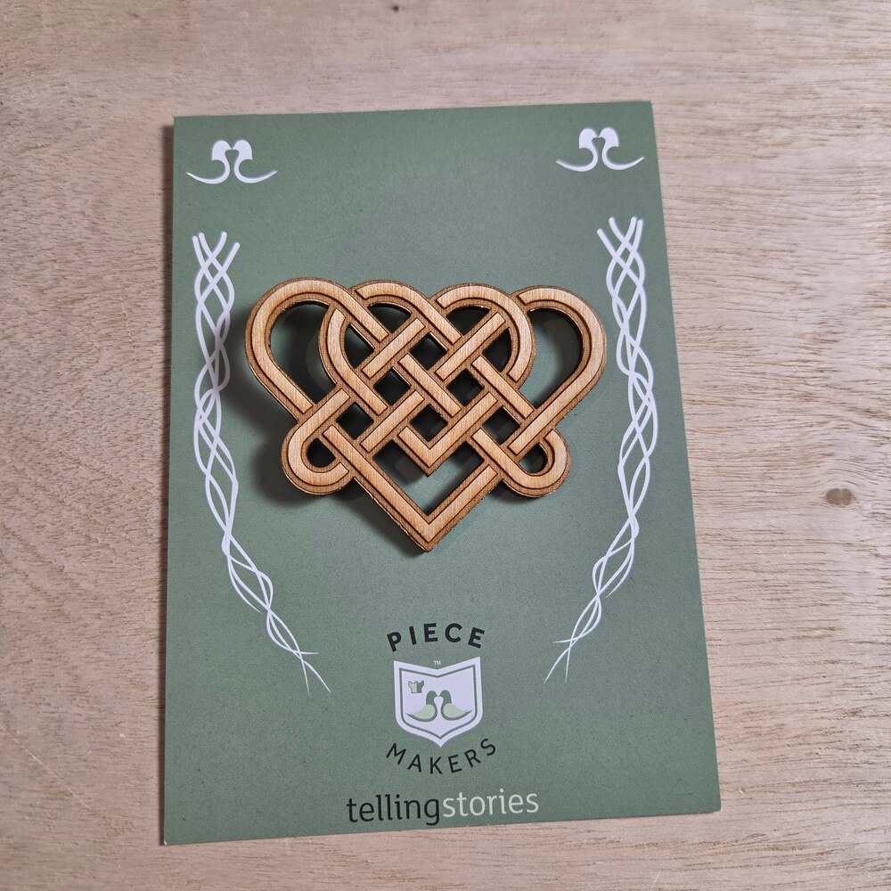 Celtic Love Knot wooden pin brooch Ireland